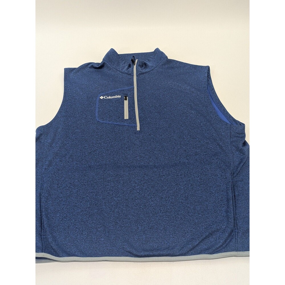 Columbia Golf Fleece Vest Blue Half Zip Men's XXL